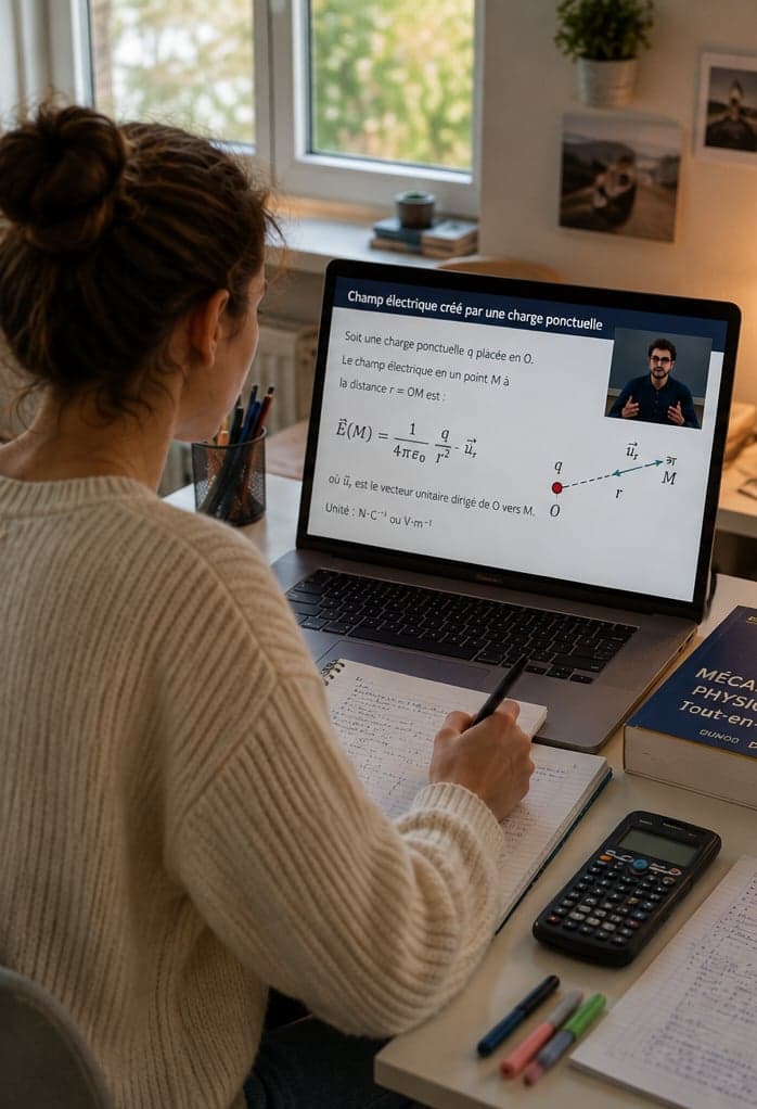 Élève suivant un webinaire de physique sur son ordinateur portable